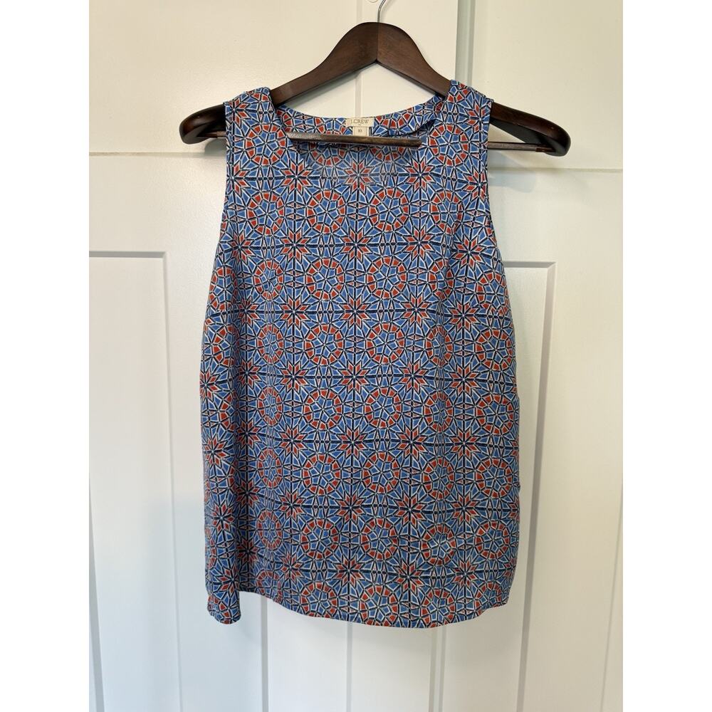 J.Crew Women's Sleeveless Blouse Size 10 Med Draped Back Geometric - Picture 1 of 7
